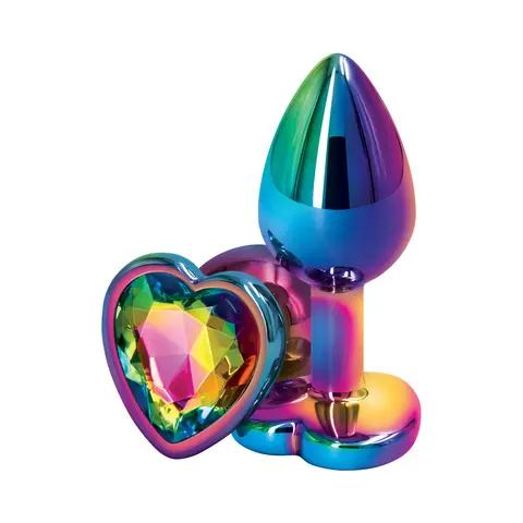 Rear Assets Metal Heart Plug Small in Multicolor/Rainbow
