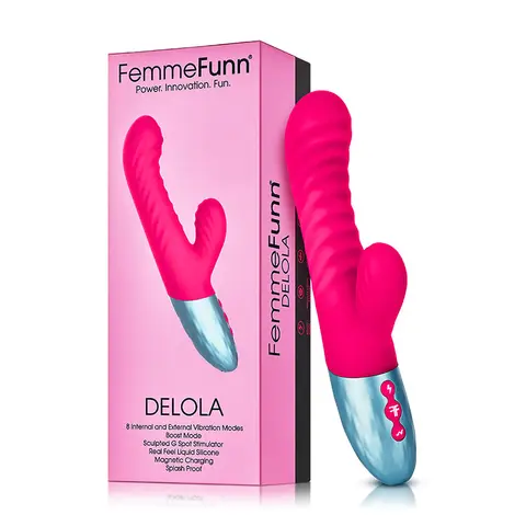 FemmeFunn Delola Rechargeable Silicone Dual Stimulation G-Spot Vibrator in Pink
