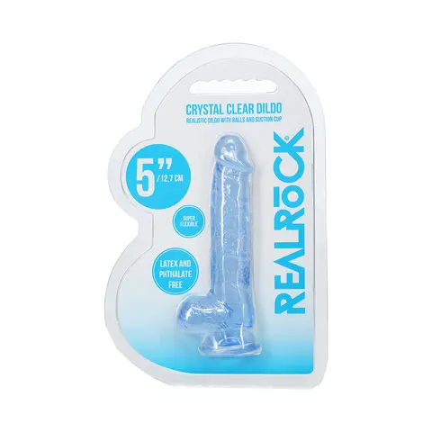 RealRock Realistic 5 in. Dildo with Balls in Blue