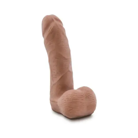 Au Naturel Carlito 5 in. Posable Dual Density Dildo with Balls Tan
