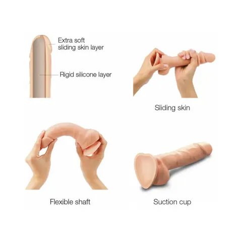 Strap-On-Me Realistic Collection Sliding Skin Dual-Density Silicone Dildo Fuchsia M