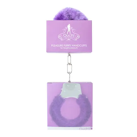 Ouch! Pleasure Furry Handcuffs With Quick-Release in Purple