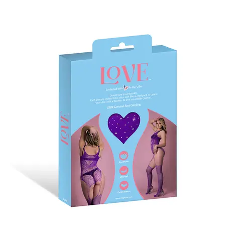 Magic Silk Seamless Gartered Bodystocking Violet O/S