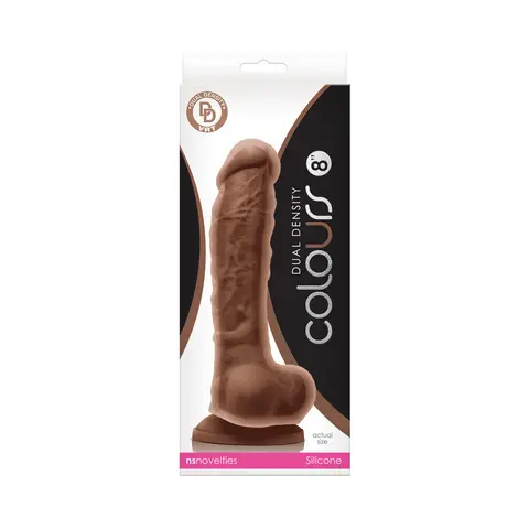 Colours Dual Density 8 in. Dildo in Brown