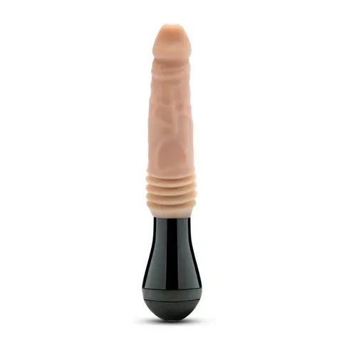 Dr. Skin Silicone Dr. Knight 10.5 in. Thrusting, Gyrating & Vibrating Dildo with Handle Beige