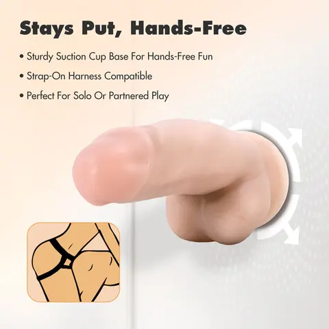 Dr. Skin Plus Girthy 7 in. Triple Density Posable Dildo with Balls in Beige