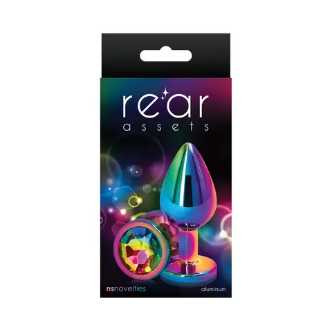 Rear Assets Metal Anal Plug Medium in Multicolor/Rainbow