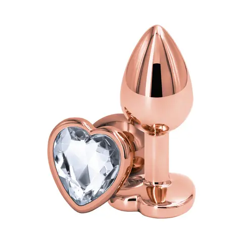 Rear Assets Rose Gold Heart Plug Small in Clear