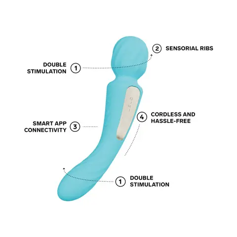 LELO SWITCH Double-Sided Wand Vibrator in Aqua