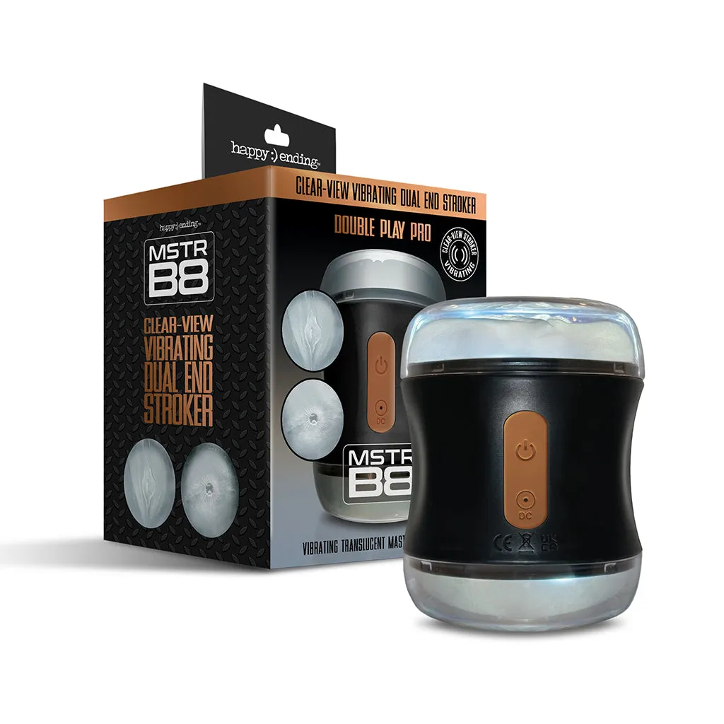 MSTR B8 Clear-View Vibrating Dual End Stroker, Double Play Pro
