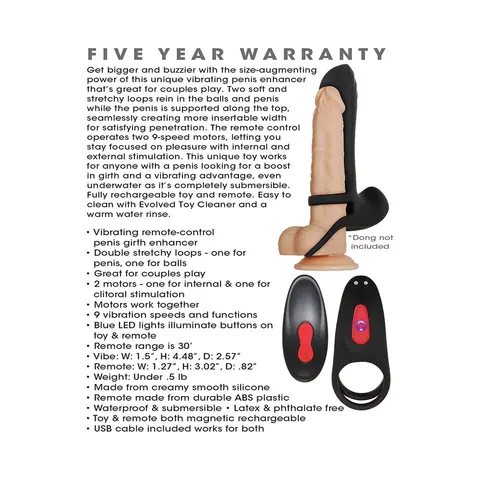 Zero Tolerance Vibrating Girth Enhancer Remote-Controlled Silicone Sheath Black