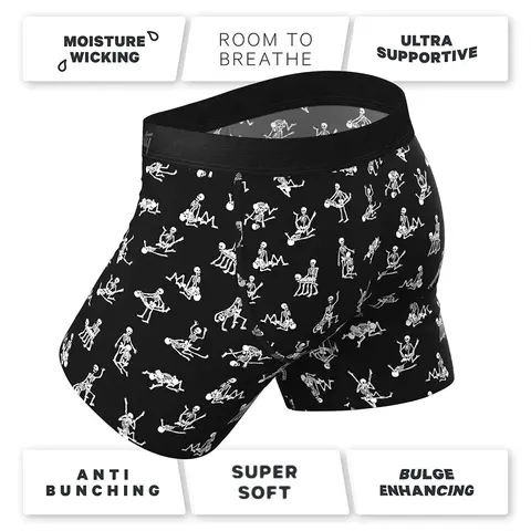 Shinesty The Bare Back Bones Glow-in-the-Dark Skeletons Ball Hammock Pouch Underwear with Fly M in Glow in the Dark