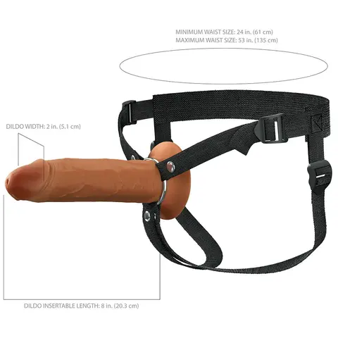 Fantasy X-Tensions Elite Hollow Silicone Strap-On 8 in. in Brown