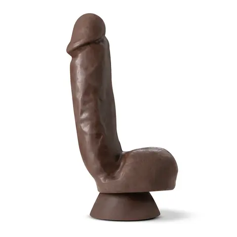 Dr. Skin Plus Thick 8 in. Triple Density Posable Dildo with Balls in Brown