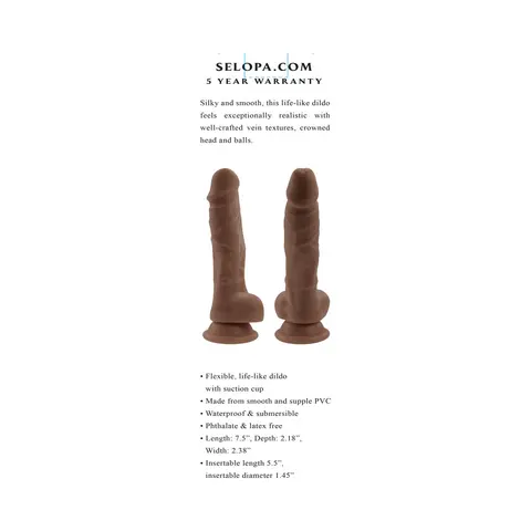 Selopa Non-Vibrating Dildo 6 in. in Dark