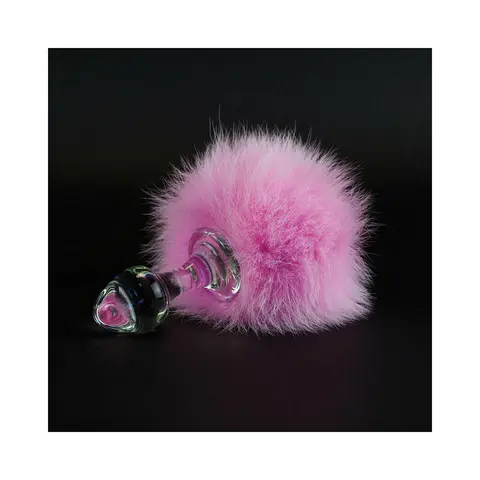 Crystal Delights Magnetic Bunny Tail Plug in Pink