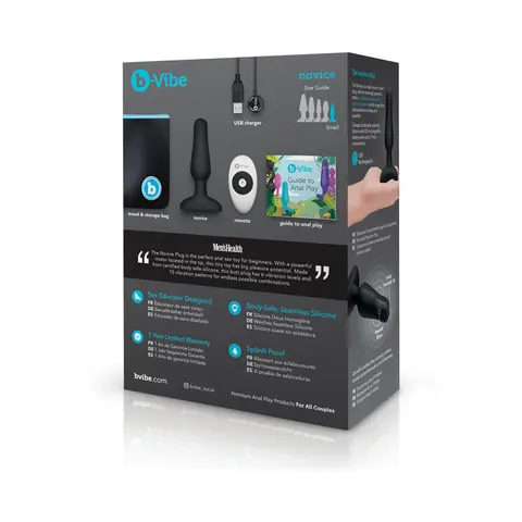 b-Vibe Novice Rechargeable Remote-Controlled Vibrating Silicone Anal Plug in Black