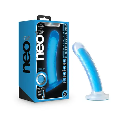 Neo Elite Glow in the Dark Tao 7 in. Dual-Density Dildo Neon Blue