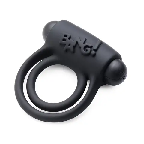 BANG! Silicone Cock Ring & Bullet with Remote Control in Black