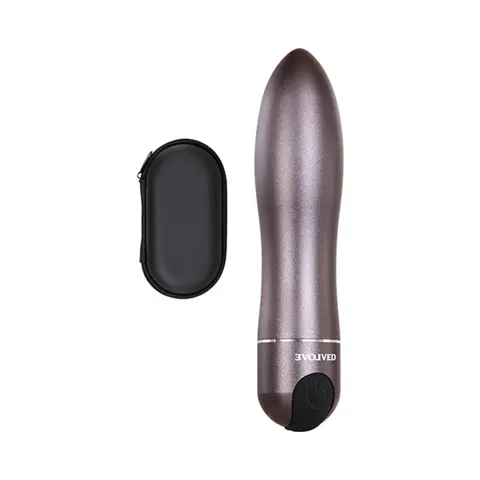 Evolved Travel-Gasm Rechargeable Metal Bullet Vibrator With Carrying Case Gunmetal