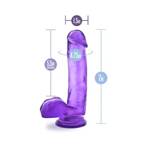 B Yours Sweet 'n Hard 1 Realistic 7 in. Dildo with Balls in Purple