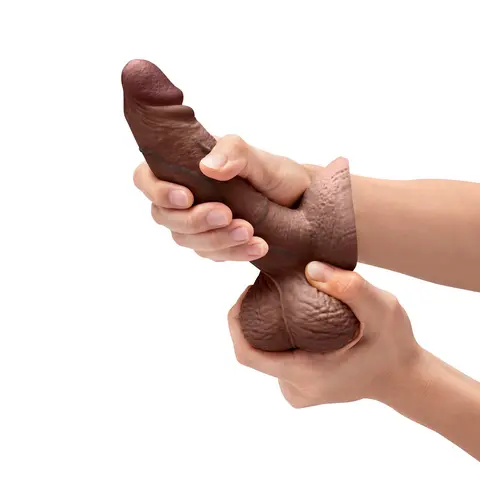 b-Vibe Slipskin Realistic Silicone Dildo 6 in. Girthy in Brown