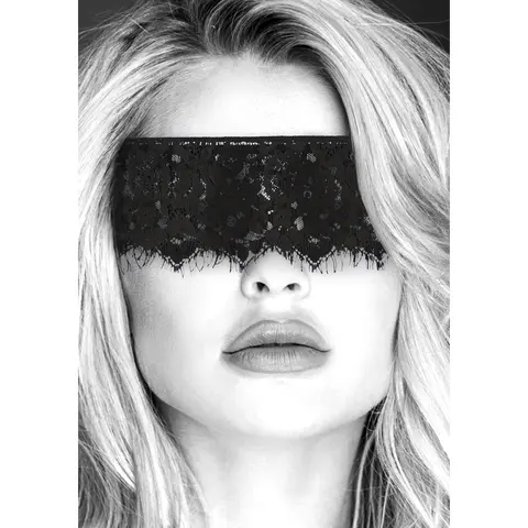 Ouch! Black & White Lace Mask With Elastic Straps Blindfold Black