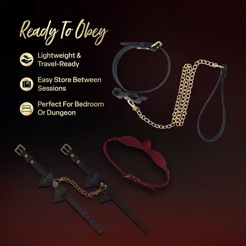 Temptasia Ardor Collar & Leash Black with Bow