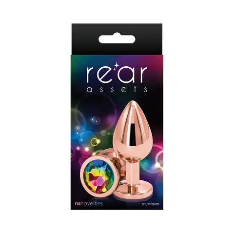 Rear Assets Rose Gold Anal Plug Medium in Rainbow
